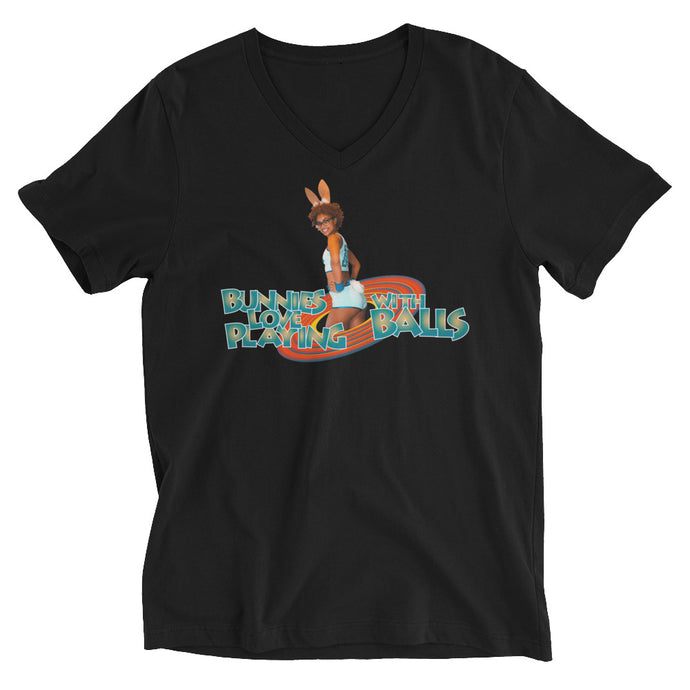 Bunnies Love Playing With Balls V-Neck T-Shirt
